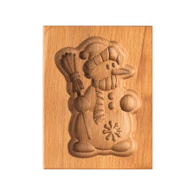 Cookie Press Wooden Engraving Relief Mould Snowman Design For Holidays, Birthdays, School Projects
