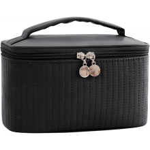 (Zwart) Grote capaciteit reistas voor cosmetica Multifunctionele PU make-up tassen Draagbare toilettas organizer voor vrouwen Meisjes Zwart
