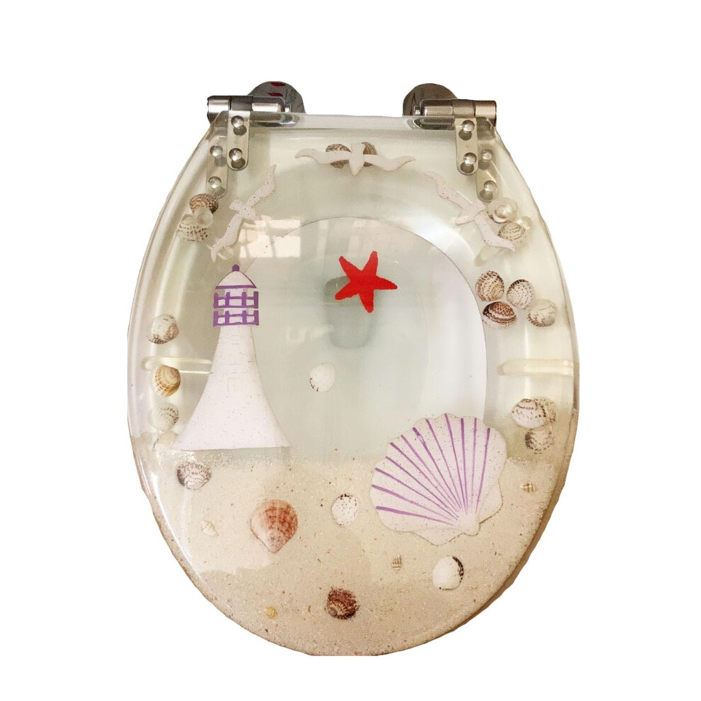 Glitter Toilet Seat With Quick Release Hinge, Clear Resin Sparkly Design, Standard Fix 9119770586568