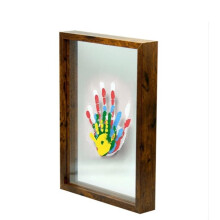 Handprint Photo Frame 5 Slot Cream Yellow Rustic Wooden Keepsake for Family and Kids Display