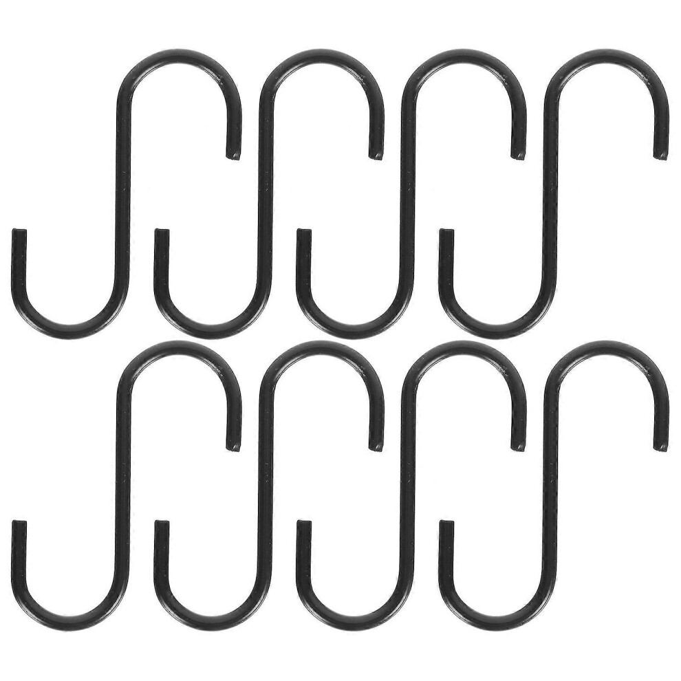 (As Show, One Size) 8Pcs Iron Thicken Hanging Hooks Creative S-Shape Black Hooks For Home Kitchen 3461866255657