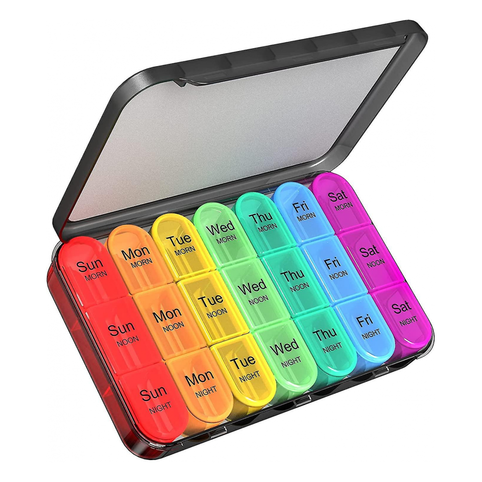 Weekly Pill Organizer 3 Times A Day - Large Pill Box 7 Day Medicine Organizer Pill Case