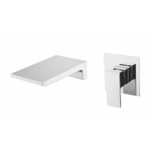 AllCopper Wall Mounted Waterfall Bathroom Faucet Brushed Gold with Concealed Chrome G1/2 Outlet