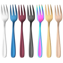 Cake Forks Set of 7, Stainless Steel 18/10 Dessert Forks, Colourful Mini Cake Forks