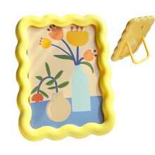 Yellow Photo Frame for Tabletop Decor, Rustic Wedding Picture Display, 36.58 Inches