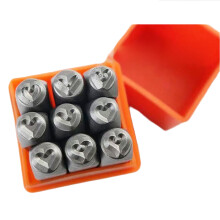 9pcs 3/6mm Metal Stamping Steel Punch Stamp Heart Shaped-3 mm