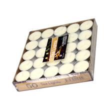 50pcs White Tea Light Candles Long Burning Unscented Smokeless Paraffin for Wedding Party Home Décor