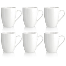 Ceramic Coffee Cups  Modern Design  White Handle Cup 300ml (6x  Flower White)