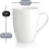 Ceramic Coffee Cups  Modern Design  White Handle Cup 300ml (6x  Flower White) 5