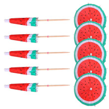 Watermelon Umbrella Toothpicks Cocktail Parasol Picks Hawaiian Party Decorations