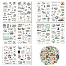 Romanttiset tarrat, ensiluokkaiset häätarrat scrapbookingiin, ainutlaatuiset mallit vintage-kukilla ja vahva itseliimautuva koristetarra