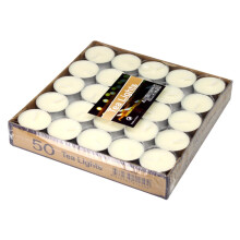 50pcs White Tea Light Candles Smokeless Paraffin Wax Long Burn for Weddings Parties Home Decor