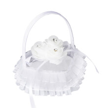 Elegant Ring Holder Romantic Heart Shape Wedding Ring Bearer Pillow With Fabric Roses Lace Ribbons Perfect For Engagement Proposal Ceremony Valentin'S