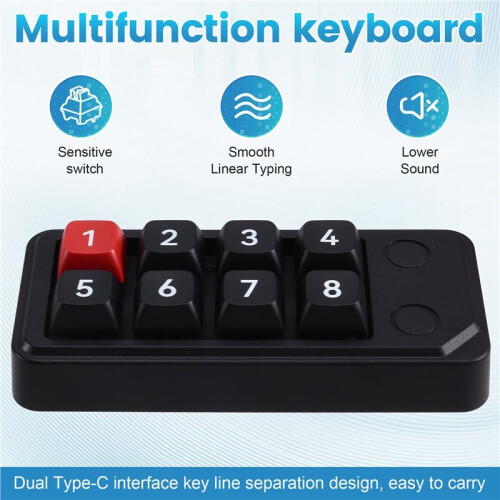 Macro Definition Game Mechanical Keyboard 8-Key Wired Hot Swappable  Keyboard Gaming Devices Black 815B 1