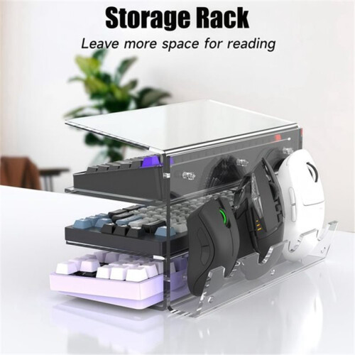 Multifunctional Desktop Acrylic Tablet Holder for Computer Keyboard and Mouse Storage Stand 1