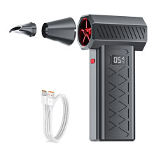 130000RPM High-Power Electric Air Duster 6-Gear Speed Portable Dust Blower with LED Light Safety Hammer Turbo Fan B