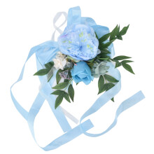 Bridal Bliss: Elegant Bridal Bouquet With Adjustable Wristlet Bracelet, Artificial Silk Flower Corsage For Memorable Moments