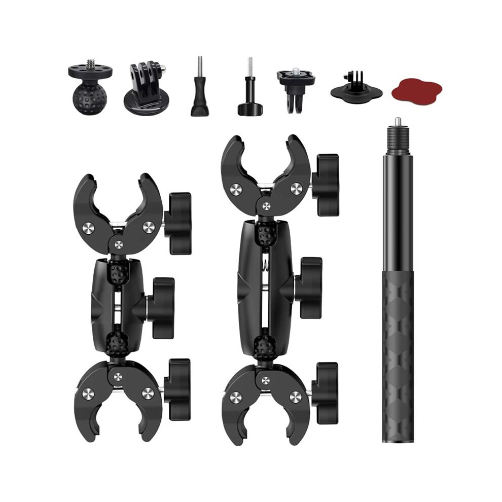 Motorcycle Mount Kit For Insta360 X5 X4 X3 X2 Rs Dji Gopro Double Clamp Handlebar Selfie Stick For Insta 360 6133266955686