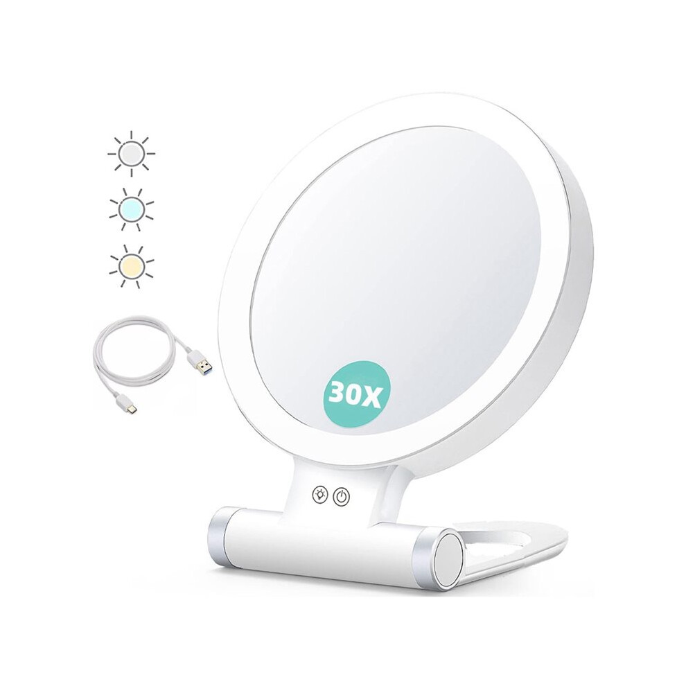 B Beauty Planet Magnifying Mirror with Light 30X, Double-Sided 1X/ 30X Magnifying Makeup Mirror , 1500mAh 3 Colour Modes