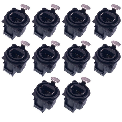 10pcs XLR RJ45 Socket Bent Needle Connector Square Shape PCB Panel Mount Chassis XLR Adapter Connector