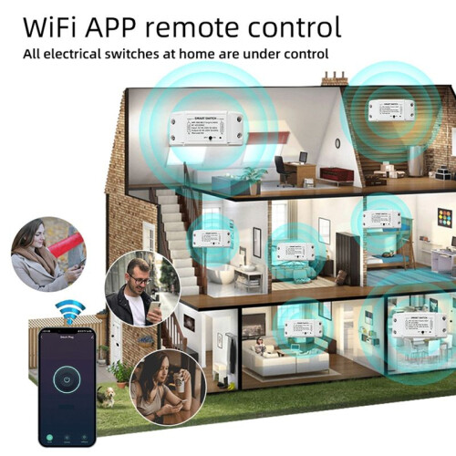 WiFi+433MHz   Home Automation Relay Module with 433MHz Remote Controller Supports APP Voice Control White 2