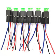 Lot de 6 Relais Automobiles 30 A Ă 4 Broches en Cuivre, 12 V CC, avec Fusible Marche/ArrĂŞt et Support pour Moteur de Voiture