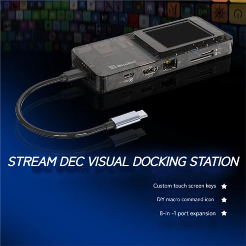 Mirabox Visual Docking Station 8-in-1 Type-C Network Port Docking Station with Console Custom Button TF/ Card Reader Gifts 1