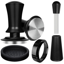 Coffee Tamper Set with Spring Loaded Tamper Tamper Mat Dosing Funne WDT Tool Espresso Coffee Distribution Stirrer 53mm