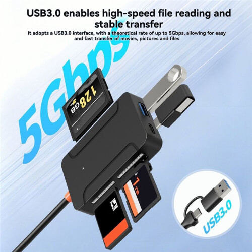 Type C USB 3.0 Card Reader SD TF CF MS U Disk Compact Flash Card Adapter for Laptop Multi Card Reader 8 in 1 Card Reader 1