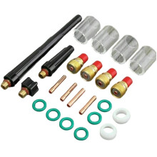 Kit da 23 Pezzi di Lenti A Gas Tozze per Saldatura TIG con 10 Tazze per Torcia Tig WP-17/18/26