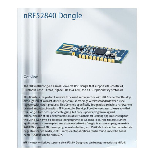NRF52840-Dongle Nordic USB-Dongle voor Eval Bluetooth Packet Capture Tool Draadloze Module 2