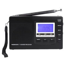 Draagbare Radio FM/MW/SW Stereo-Ontvanger met Digitale Wekker FM-Radio-Ontvanger Buiten Noodradio,B