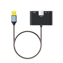 USB 4-in-1 Multifunctionele Uitbreidingskaart, USB-Ethernetadapter, USB-Netwerkkaart Naar USB RJ45 LAN, USB Naar 3,5" Audio-/Geluidskaart
