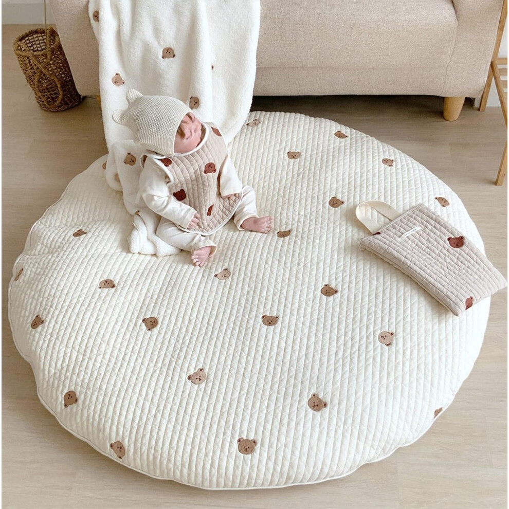 Baby Play Mat Round Washable Crawling Rug for Infant Toddler Boys Girls Nursery Floor Carpet Bears Design