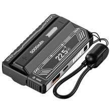DIY 21700 Powerbank-Fodral PD 20W Snabbladdning Avtagbar Kabel Avtagbar Powerbank Utan Batteri Svart