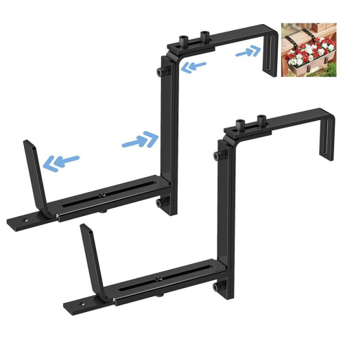 4PCS Adjustable Planter Box Bracket (6 to 12.5 Inches) for Flower Box Holders, Window Boxes PlantersHooks, Wall 2