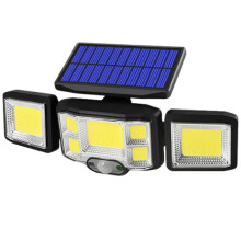 Integrated Solar Wall Light with Three-Way Rotation, Solar Powered Outdoor Flood Light with Remote Control and PIR Motion Detection, 192 LED COB Secur