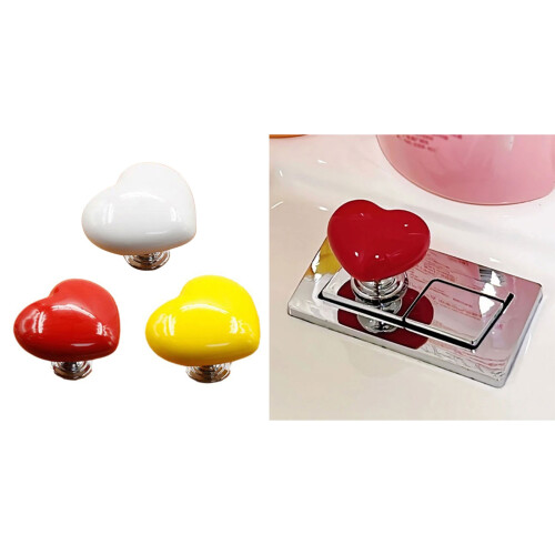 Valentine Day Toilet Press Button Water Press Flush-White 2pcs 1