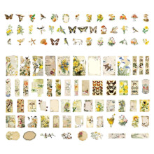 Pegatinas con temática de bosque natural, pegatinas Washi de estética vintage, elementos botánicos y biológicos artísticos para decoración DIY,