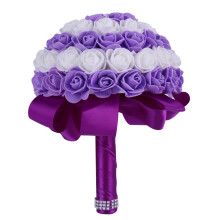 Decorazioni per la festa nuziale, bouquet da sposa artificiali resistenti, bouquet di rose in raso fatto a mano, mazzo di fiori di ispirazione