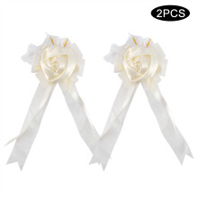 Set di corsage da polso vintage con fiori, decorazioni con strass e rose artificiali in seta, elegante catena elastica con perline, aspetto