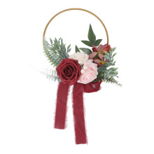 Rose artificiali per decorazioni della navata nuziale, foglie di eucalipto, nastri di chiffon, comodi da trasportare, matrimonio all'aperto, stile