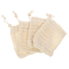4Pcs Khaki Cotton-Linen Soap Bag Durable Mesh Pouch for Shower Use