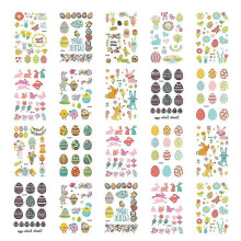 (As show, One size) 20 Sheets Kids Happy Easter Cartoon Easter Egg Stickers Temporary Body Decal Party Favor For Children Decoration (random Pattern)
