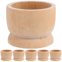 (As show, One size) 6pcs Easter Egg Wooden Saucer Wooden Egg Cup Party Decorative Wooden Egg Holders