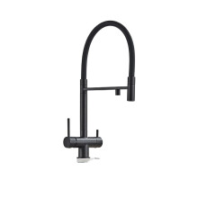 Filtered Water Kitchen Faucet Black Brass 360 Swivel PullDown Mixer Tap 3 Way for Sink