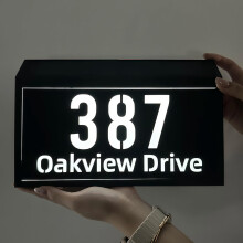 Solar LED House Numbers Waterproof Address Plaque, Custom Lighted Sign for Outdoor Home Yard