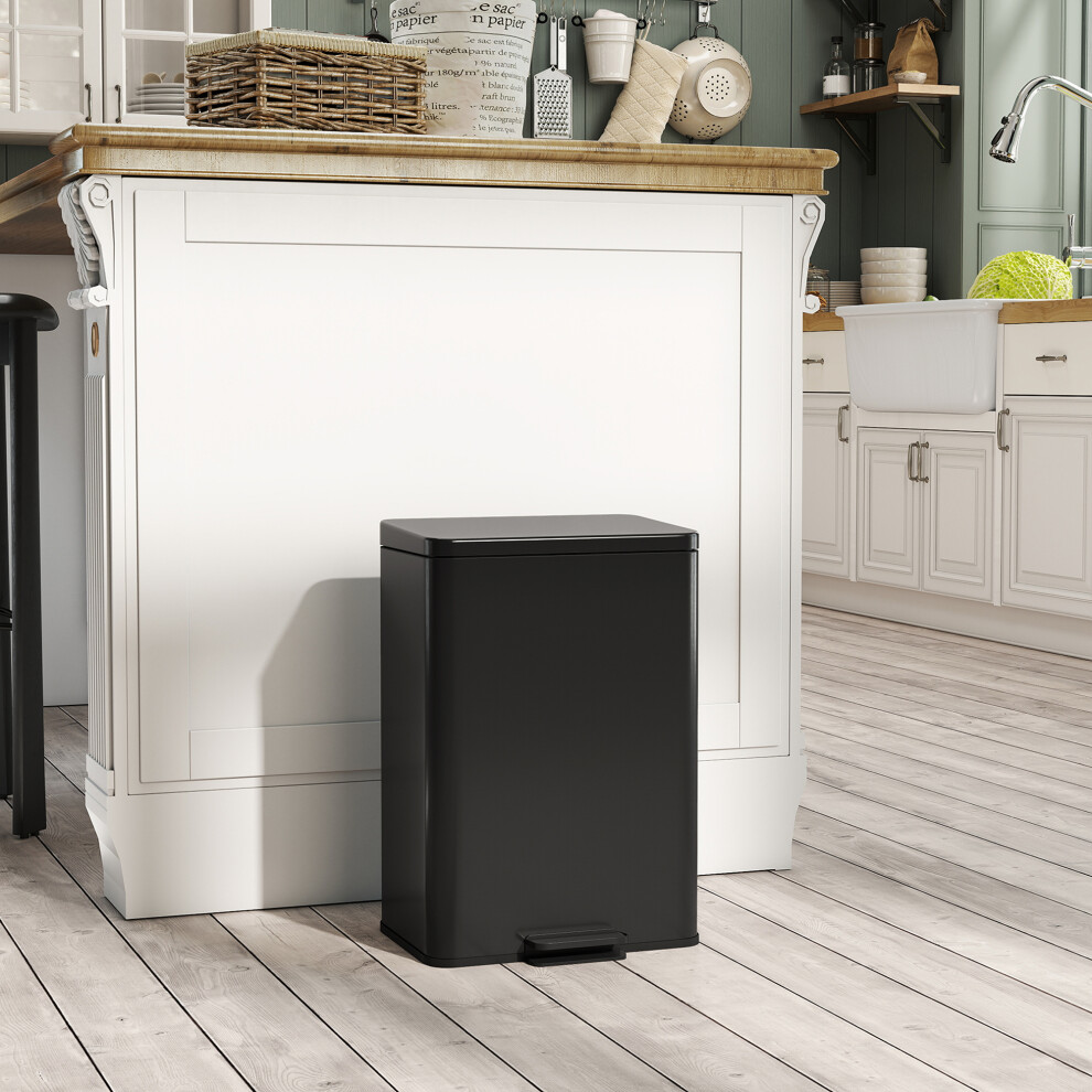 Homcom Pedal Bin With Soft-Close Lid, 20L Kitchen Bin For Home, Matte Black