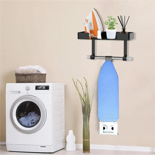 Wallmounted iron holder, ironing board holder, laundry room multifunctional black 2