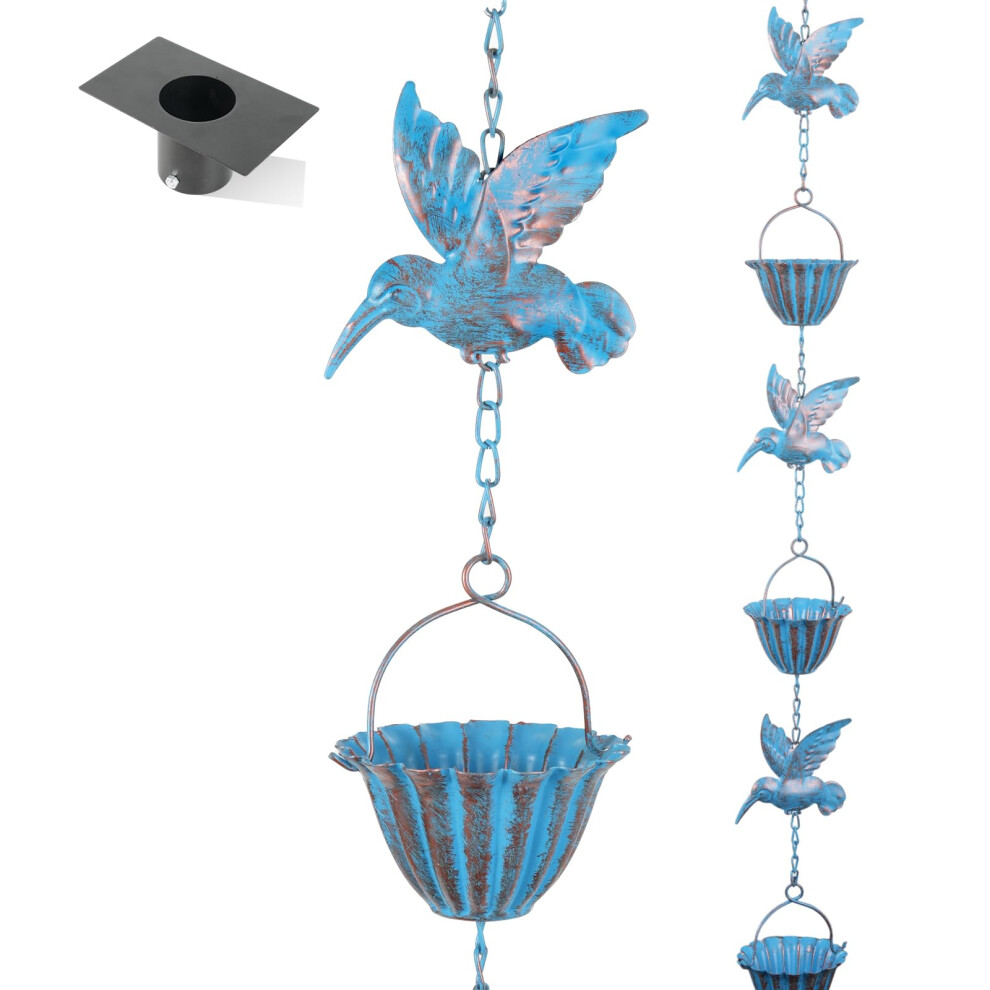 Rain Chains For Gutters 8.8Ft Copper Hummingbird Flower Cup Design, Decorative Downspout Replacement, Rustresistant 9001264789930